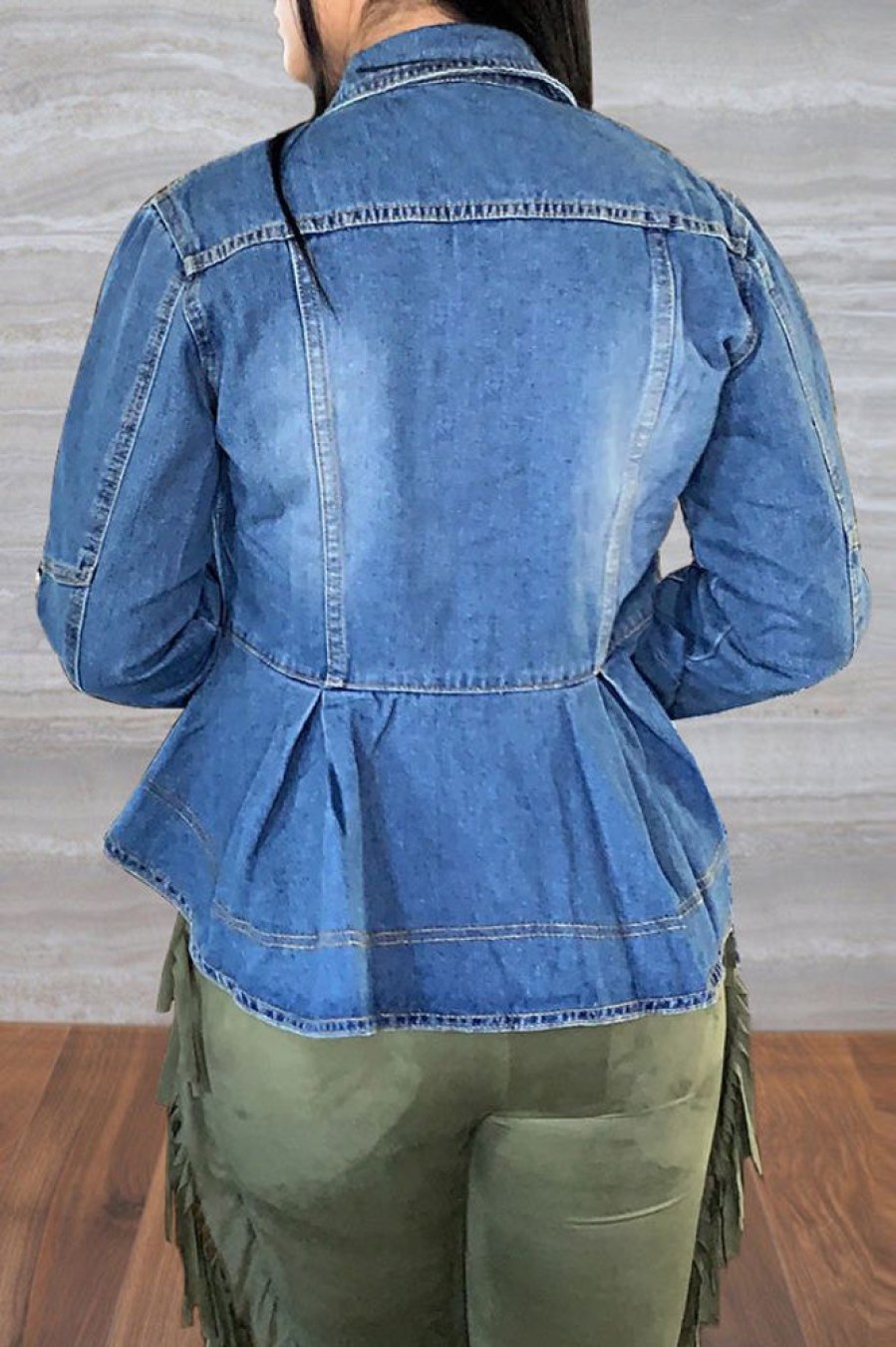 Tops & Outerwear female | Fashion Casual Baseball Uniform Denim Jacket Wathet Blue