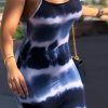 Dresses female | Sexy Tie Dye Skinny Suspender Midi Dress