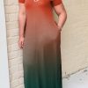 Dresses female | Fashion Gradient Short Sleeved Loose Maxi Dress