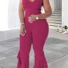 Jumpsuits & Rompers female | Sexy Plus Size Solid Color Slim Fit Ruffle Sling Jumpsuits