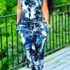 Jumpsuits & Rompers female | Fashion Printed Casual Beach Suspender Jumpsuit Blue