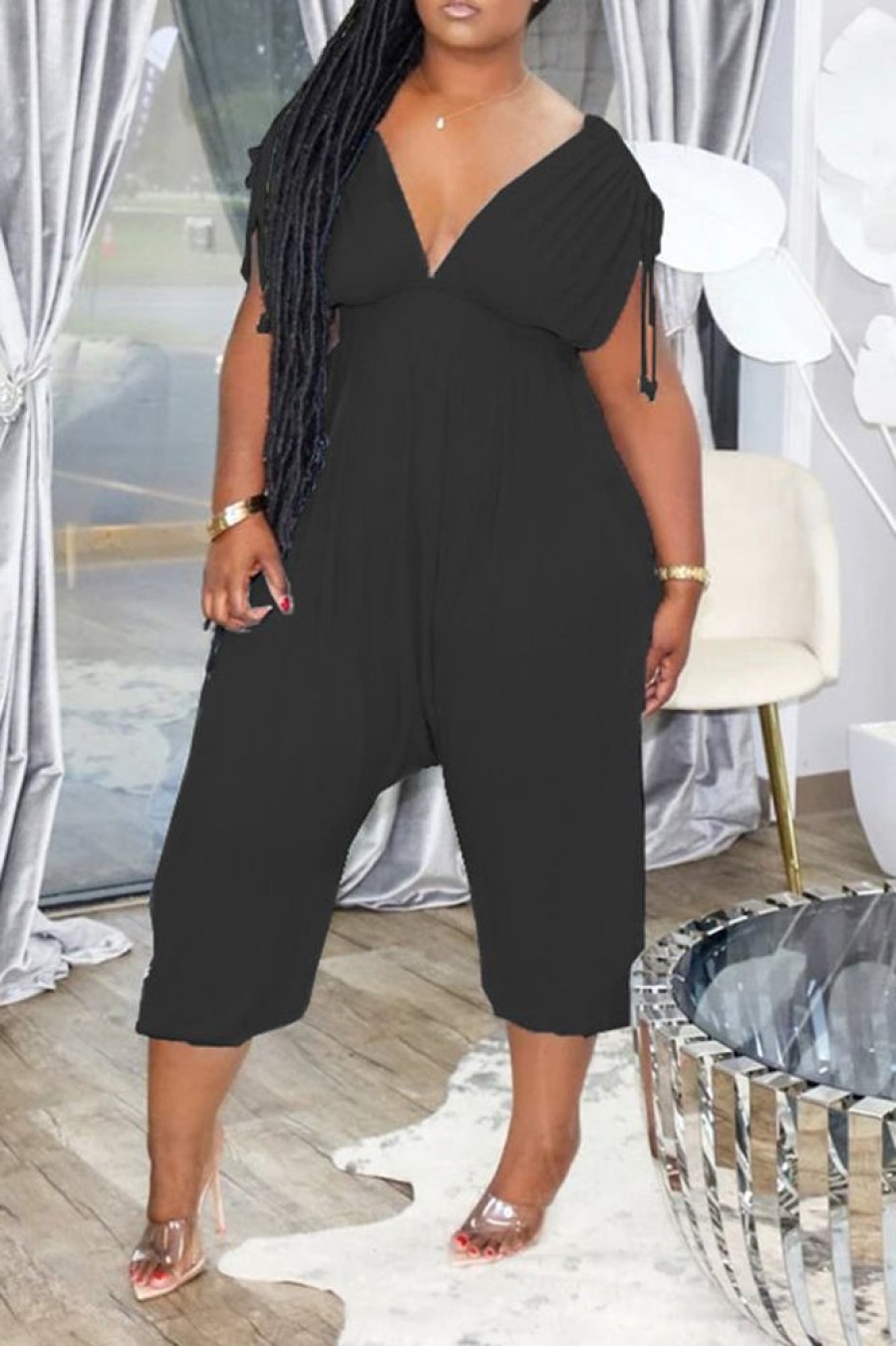 Jumpsuits & Rompers female | Casual Pleated Lace Up Sleeveless Jumpsuit