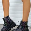 Accessories female | Casual Thick Sole Five-Pointed Star Printed Short Boots Black