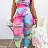 Jumpsuits & Rompers female | Tie Dye Printed Sleeveless Ripped Jumpsuit Yellow