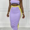 Dresses female | Color Block Cutout Spaghetti Strap Maxi Dress