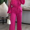 Jumpsuits & Rompers female | Temperament Off Shoulder Long Sleeve Pocket Lace-Up Wide Leg Jumpsuits