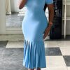 Dresses female | Temperament Fishtail Short Sleeved Slim Midi Dress