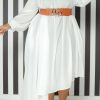 Dresses female | Fashion Solid Color Long Sleeve Five Belt Dress