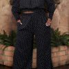 2-Pieces female | Romantic Polka Dot Print Lace-Up Plus Size Wide Leg Pant Suits Black