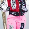 Tops & Outerwear female | Positioned Printed Double Thread Lined Button Buckle Baseball Jacket