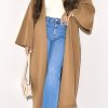 Tops & Outerwear female | Solid Color Unbuttoned Woolen Coat