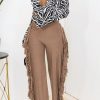 Bottoms female | Fashion Color Fringed Straight Wide Leg Pants