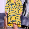 Dresses female | Plus Size Fashion Print Irregular Hem Shirt Dress