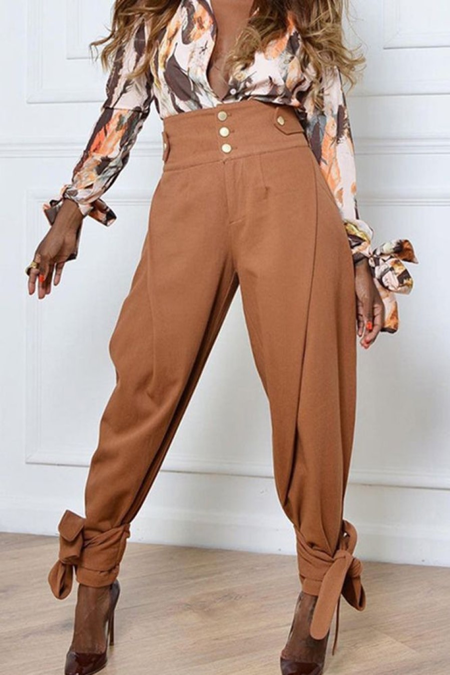 Bottoms female | Fashion Solid Color High Waist Carrot Pants Beamed Workwear Loose Casual Harem Pants