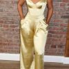 Jumpsuits & Rompers female | Sexy Satin Sweetheart Neck Pocket Jumpsuit