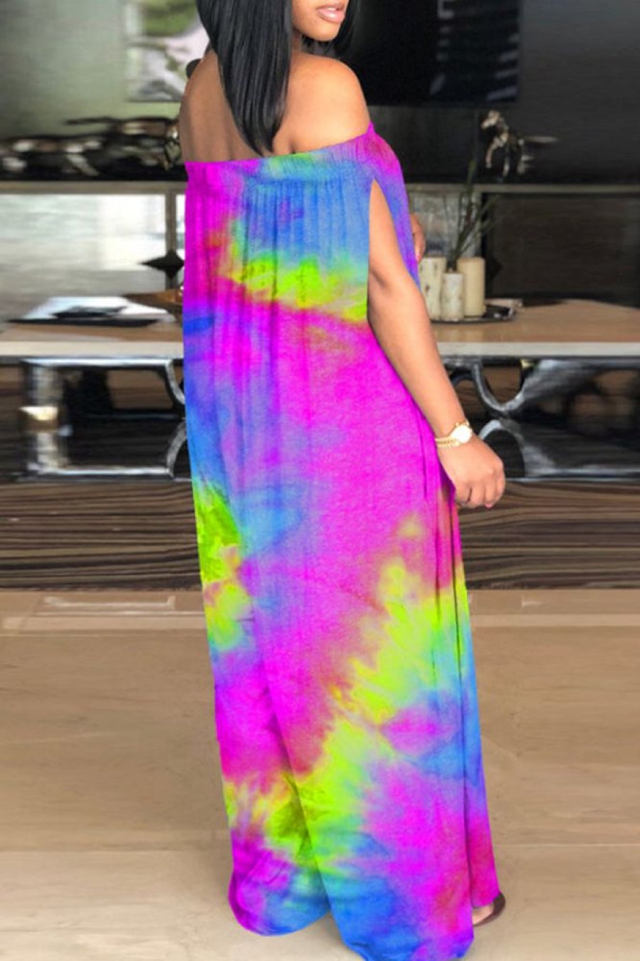 Jumpsuits & Rompers female | Fashion Casual Sexy Loose Tie-Dye Printed Pocket Jumpsuit