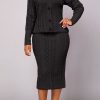 2-Pieces female | Fashionable Knitted Cardigan Skirt Two-Piece Set Black