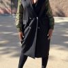 Tops & Outerwear female | Stylish Fabric Paneled Lapel Double-Breasted Midi Blazer Black