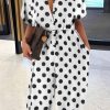 Jumpsuits & Rompers female | Comfortable Polka Dot Print Short Sleeve Single Breasted Plus Size Jumpsuits