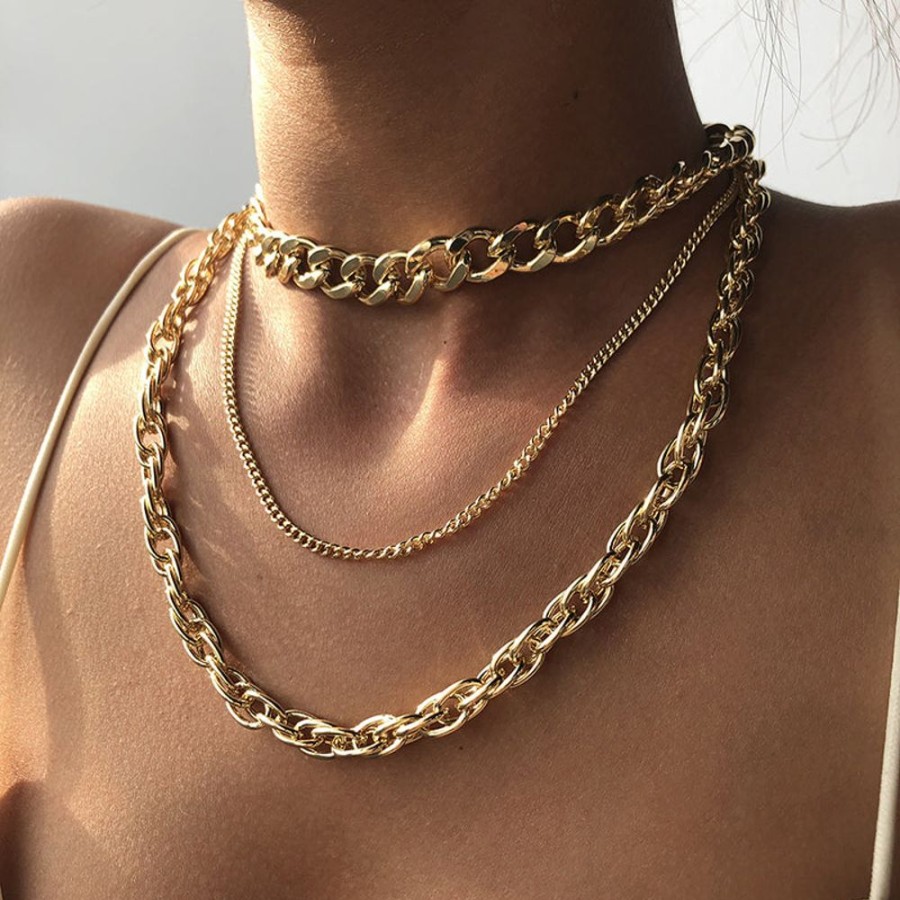 Accessories female | Fashion Punk Hip Hop Multilayer Chain Necklace