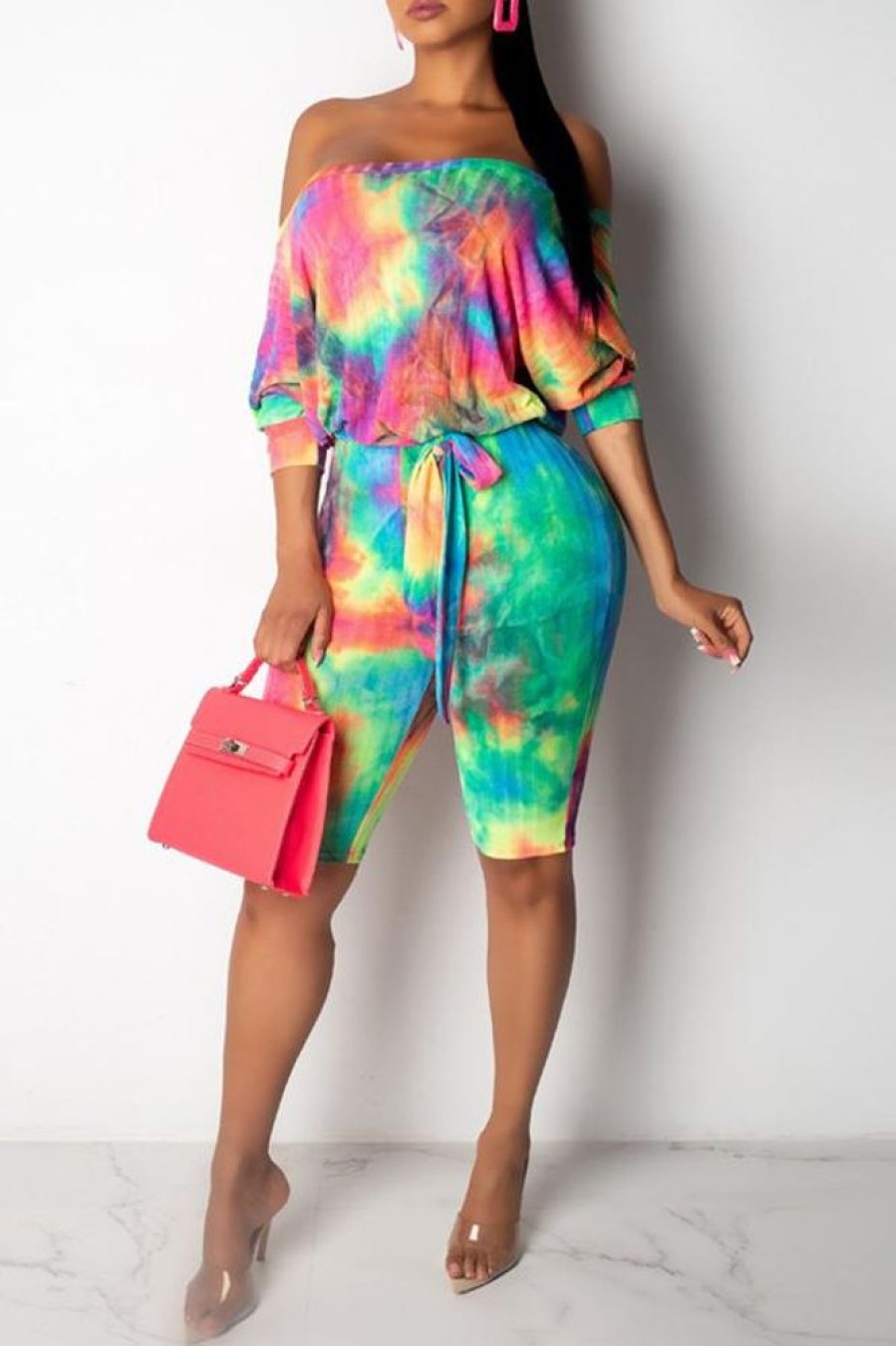 Jumpsuits & Rompers female | Colorful Dreams Oblique Collar Romper