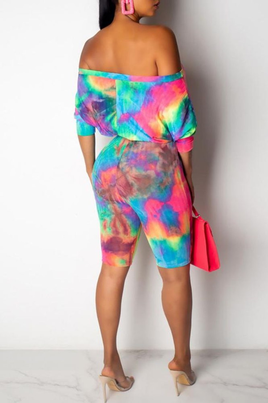 Jumpsuits & Rompers female | Colorful Dreams Oblique Collar Romper