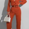 Jumpsuits & Rompers female | Commuter Single Breasted Long Sleeved Jumpsuit (Without Belt)