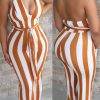 Jumpsuits & Rompers female | Temperament Striped Print Backless Jumpsuit