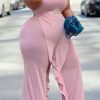 Jumpsuits & Rompers female | Plus Size Solid Ruffled Halter Jumpsuit