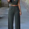 Jumpsuits & Rompers female | Elegant Solid Color V Neck Belt Sleeveless Jumpsuits