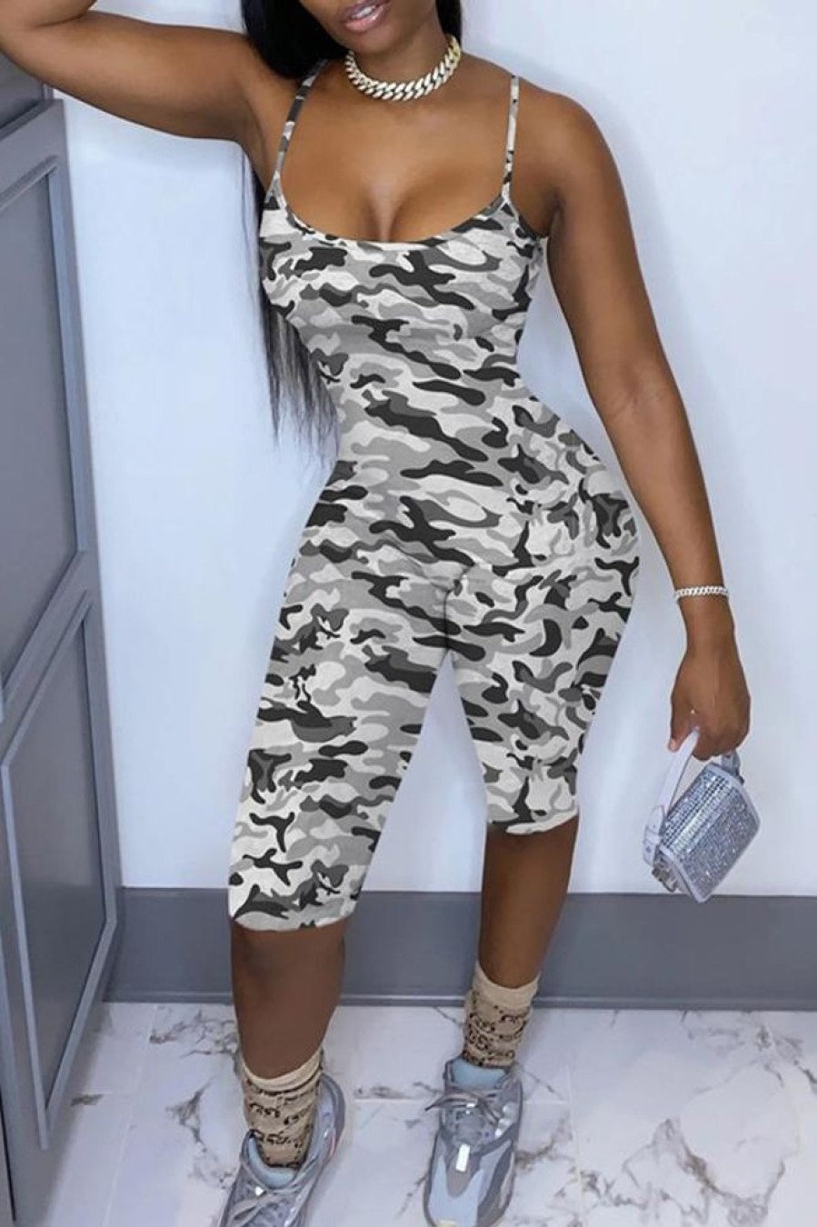 Jumpsuits & Rompers female | Camo Printed Sling Jumpsuit