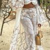 2-Pieces female | Fashionable Holiday Wind Line Print Loose Jacket Set White