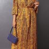 Dresses female | Fashion Print Pleated Waist Dress