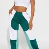 Bottoms female | Fashionable Color Block Loose Elastic Waist Casual Pants Green