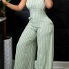 Jumpsuits & Rompers female | Striped Casual Sling Wide-Leg Jumpsuit