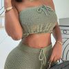 2-Pieces female | Sexy Strapless Crochet Drawstring 2Pc Shorts Set