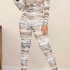 2-Pieces female | Casual Stretch Printed Long Sleeve Bodysuits Leggings Set Multicolor