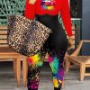 Jumpsuits & Rompers female | Fashion Splash-Ink Elements Lip Print Color Matching Plus Size Jumpsuit