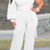 Jumpsuits & Rompers female | Plus Size Asymmetrical One-Shoulder Wide-Leg Jumpsuit With Belt