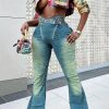 Bottoms female | Statement Cutout High Waist Zipped Flared Jeans Blue