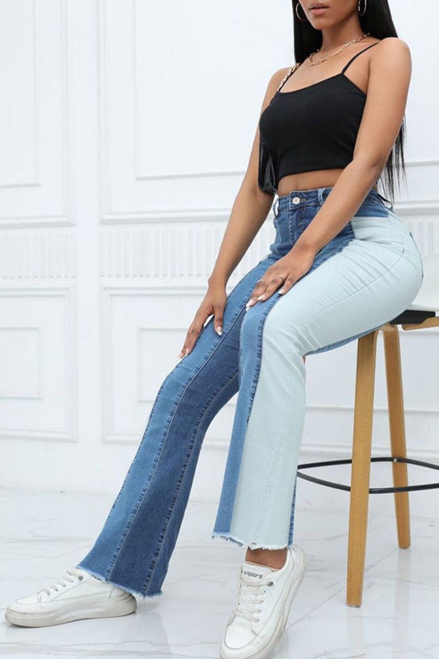 Bottoms female | Casual Washed Contrast Jeans