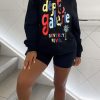 Tops & Outerwear female | On-Trend Color Letter Print Long Sleeve Hoodie