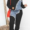 2-Pieces female | F Ion Casual Sweater Patchwork Denim Hooded Suit