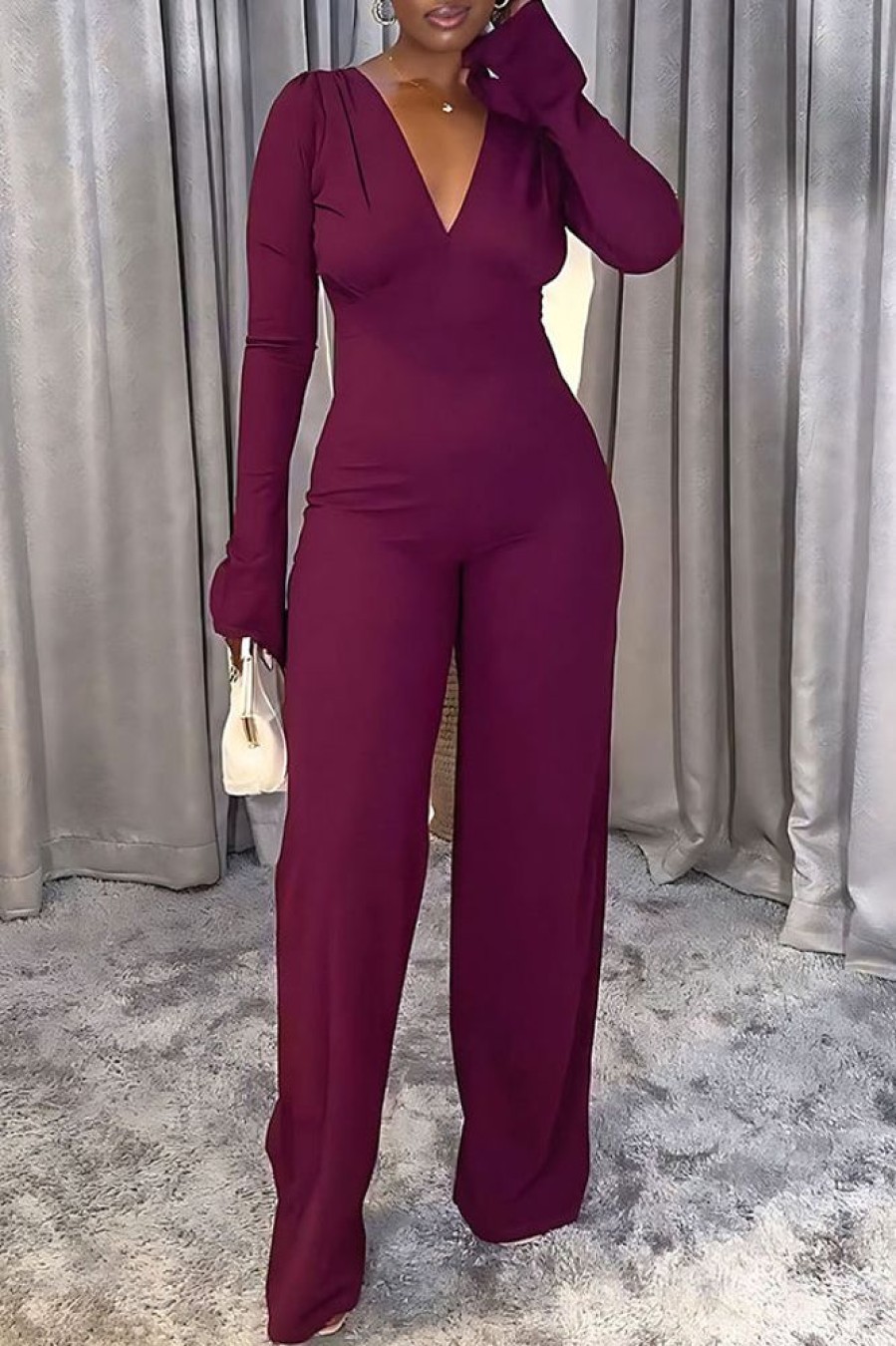 Jumpsuits & Rompers female | Sexy Backless Temperament Slim High Waist Straight Jumpsuit