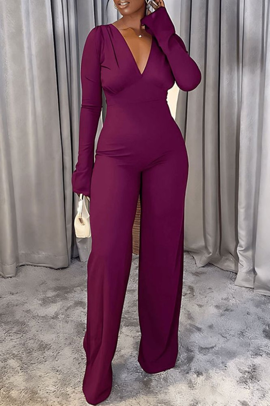 Jumpsuits & Rompers female | Sexy Backless Temperament Slim High Waist Straight Jumpsuit