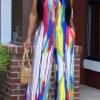 Jumpsuits & Rompers female | Plus Size Colorful Inkjet Strapless Pocket Jumpsuit Multicolor