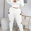 2-Pieces female | Fashion Lucky Clover Cutout Sexy Two Piece Pants Suit