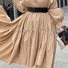 Dresses female | Plus Size Single-Breasted Solid Color Loose Shirt Dress