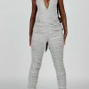 Jumpsuits & Rompers female | Sleeveless Open Back Slim High Waist Athletic Pleated Jumpsuit Ash