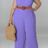 Jumpsuits & Rompers female | Fashion Solid Color Sleeveless Backless Wide Leg Jumpsuits £¨Without Belt£©